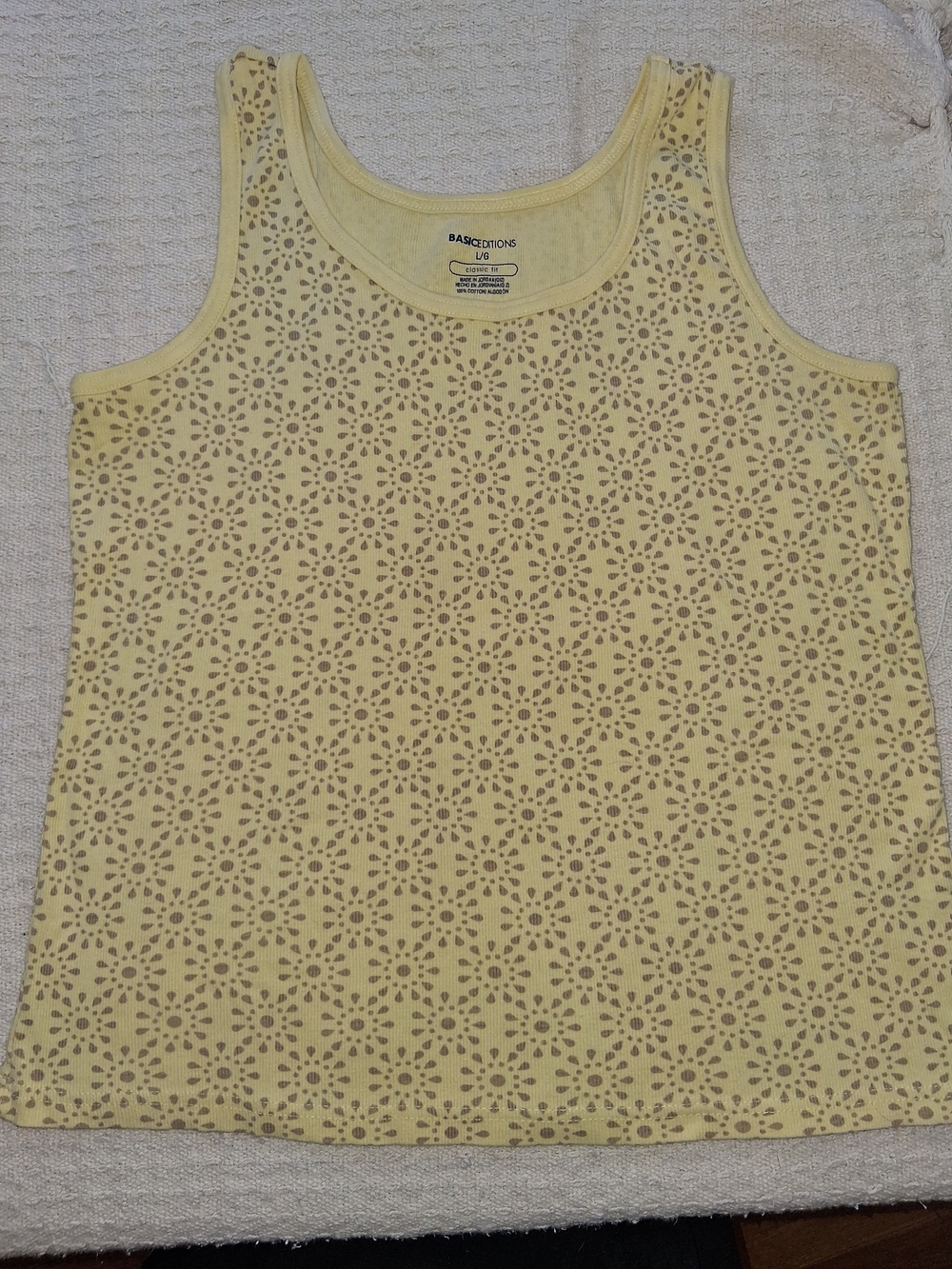 Basic Editions Yellow Eyelet Tank Top